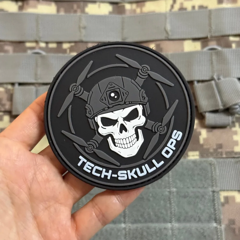 Tech Skull Ops parche táctico 3D PVC adhesivo con gancho - imagen 2