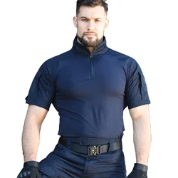 Camisa táctica de camuflaje manga corta caza airsoft senderismo