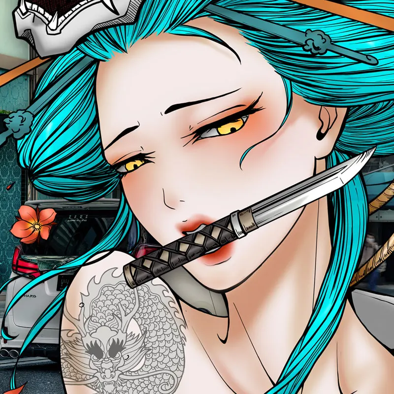 Cuchillo de mordedura de Geisha japonesa, pegatinas de coche con encanto Sexy, calcomanías automáticas, coqueteo, casco JDM, puerta de motocicleta, decoración de estilo de parabrisas - imagen 5