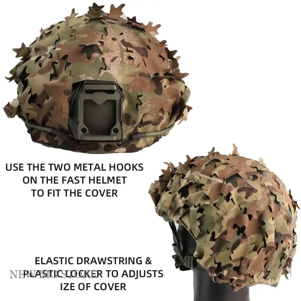 Cubierta táctica para casco, malla transpirable, árbol de camuflaje de jungla 3D, disfraz de hoja biomimética, cubierta para casco rápido - imagen 4