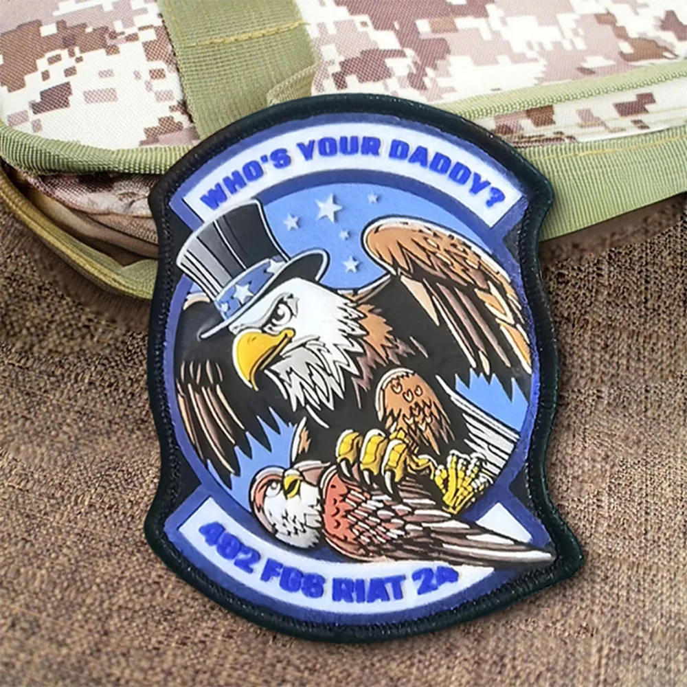 Parches tácticos Who's Your Daddy Eagle para ropa, parche de gancho y bucle, insignia militar, brazalete, pegatinas decorativas para mochila - imagen 3