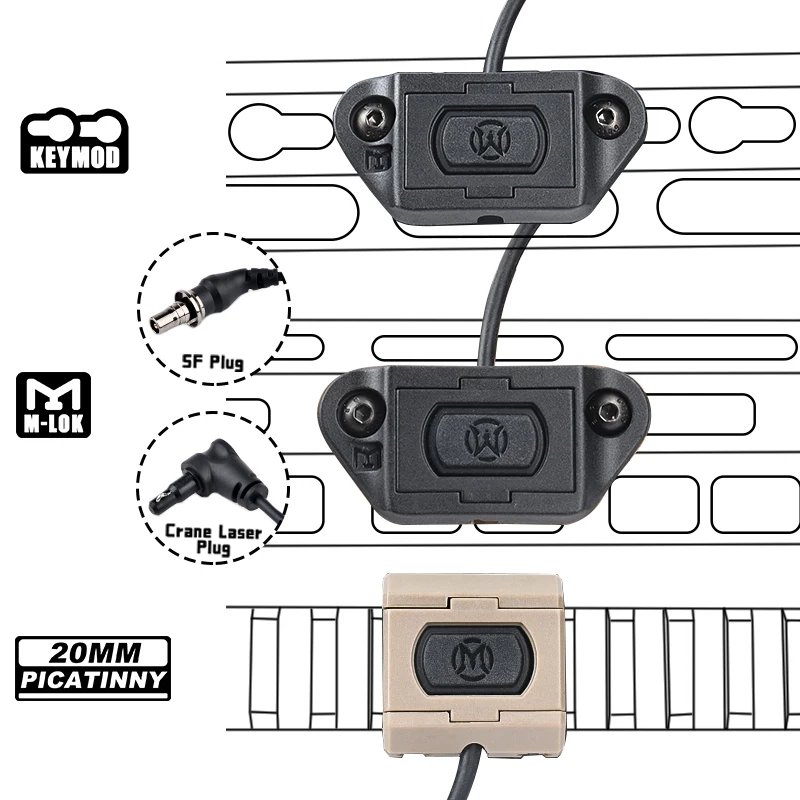 WADSN-interruptor de presión táctico ModButton, accesorio compatible con Keymod m-lok Rail de 20mm para linterna SF M600 PEQ DBAL, interruptores Romote de botón caliente - imagen 3