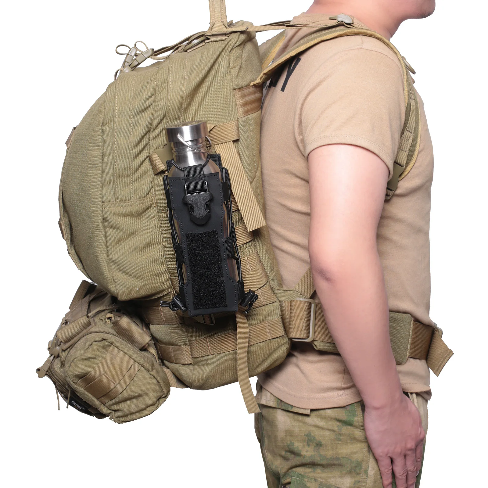 Bolsa de hidratación Molle para Radio al aire libre, soporte para walkie-talkie, bolsillo para revistas, hebilla de liberación rápida, caza al aire libre, Camping - imagen 2