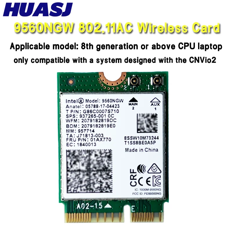 Tarjeta Wi-Fi inalámbrica de doble banda AC 9560ac ac9560 9560ngw 802.11ac 2,4G/5G 2x2 Bluetooth 5,0 NGFF /M.2 - imagen 2