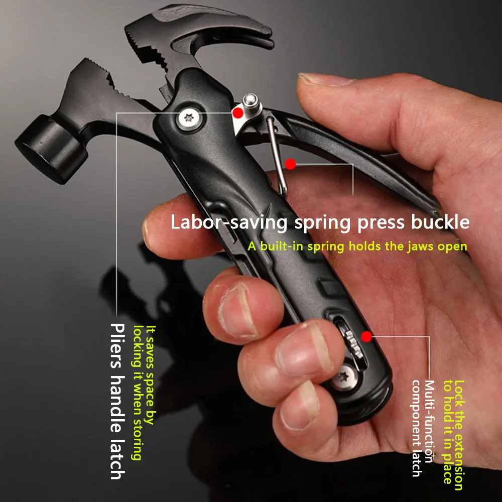 Martillo pequeño para acampar al aire libre, combinación multifuncional de acero de alto carbono para el hogar y la ventana del coche - imagen 3