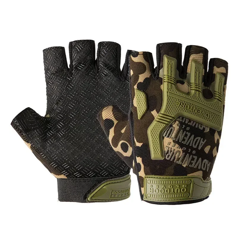Guantes tácticos de medio dedo para exteriores, antideslizantes, para caza, senderismo, camuflaje, Airsoft, Paintball, combate, hombres y mujeres - imagen 3