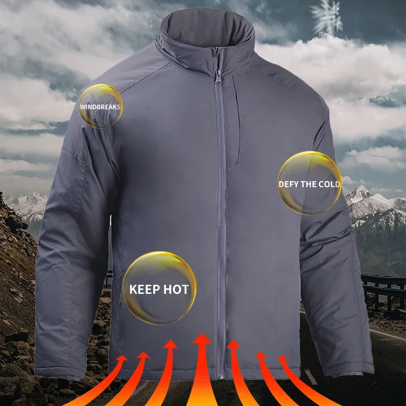 Ropa de invierno para hombre, chaqueta de combate para senderismo, chaquetas térmicas, abrigo cálido, cortavientos térmico informal a prueba de viento para caza, Tops para hombre - imagen 5