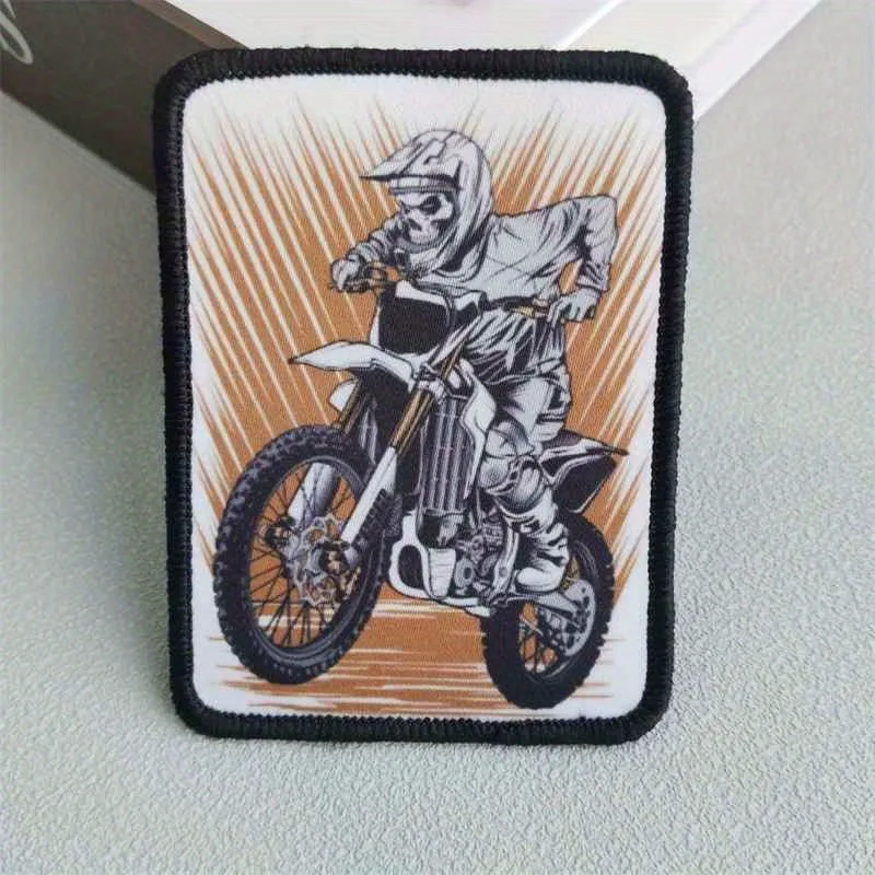 Parche estampado de esqueleto para motociclista, insignia de moral táctica, gancho y bucle, pegatina decorativa para mochila, parches para brazalete para ropa