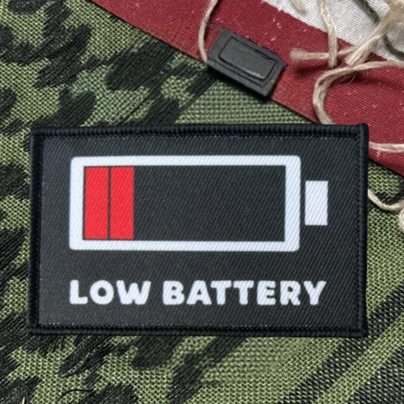 Parche de impresión de batería baja, chaleco táctico, sombreros con gancho y bucle, insignia de moral, mochila, pegatinas decorativas, parches para brazalete para ropa - imagen 4