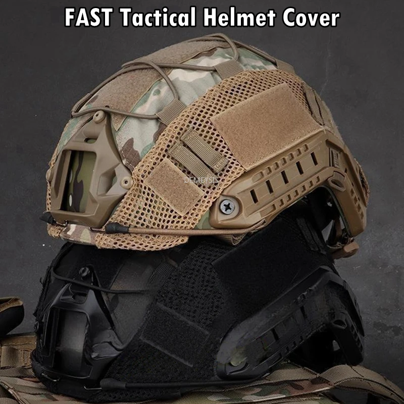 Cubierta de camuflaje para casco táctico, cascos rápidos MH PJ BJ, ligeros, CS, Airsoft, Paintball, tela con cordón elástico - imagen 2