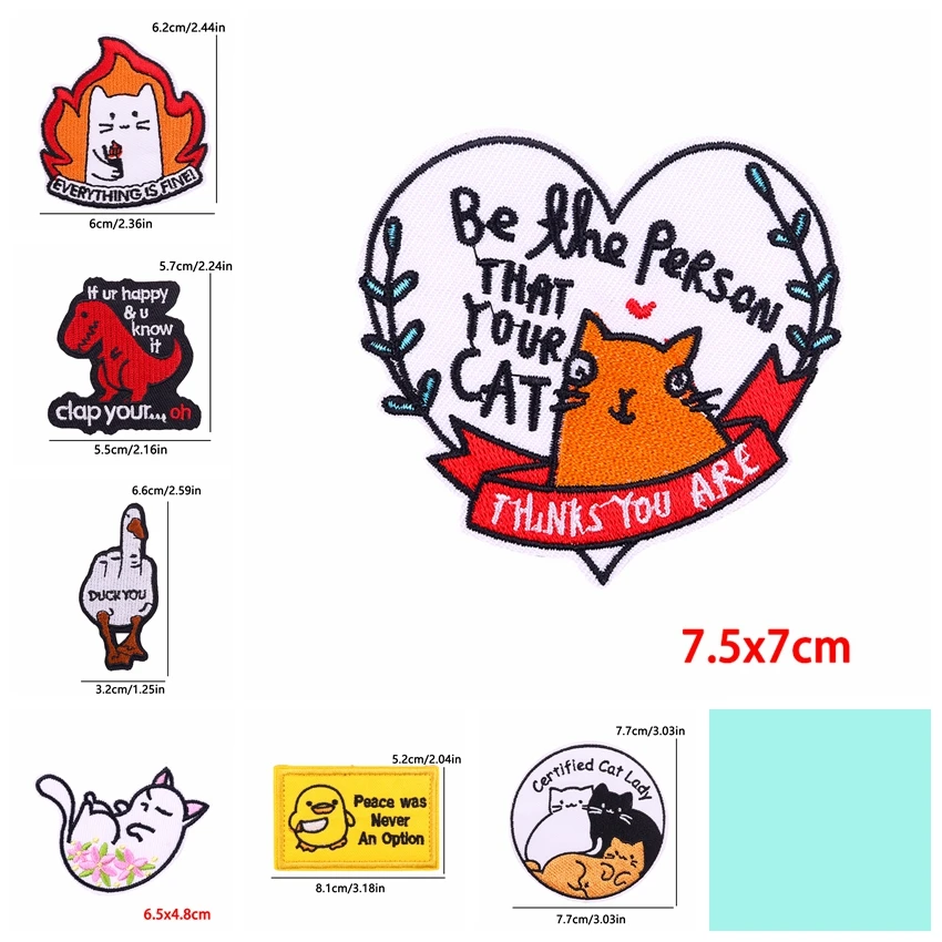 5 unids/lote gato dinosaurio Rana parche bordado para ropa dibujos animados/parche bordado de animales hierro en parches para planchar para ropa DIY - imagen 3