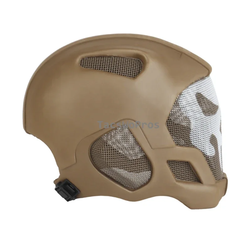 Casco táctico completamente cubierto para caza al aire libre, máscara de malla de acero con calavera, casco para tiro, combate, CS, juego de guerra, cascos deportivos ajustables - imagen 2