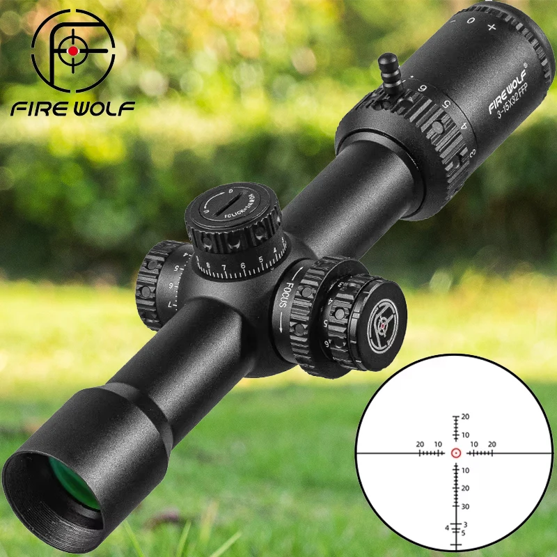 FIRE WOLF nuevo 3-15x32 FFP primer plano Focal alcance táctico caza Riflescope Luneta Parallax Adj torreta bloqueo Reinicio Sights.308 - imagen 2