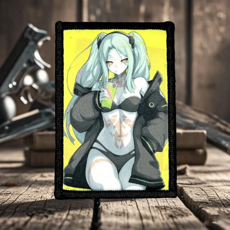 Parches de gancho y bucle con estampado de Chica de Anime, parche de insignia de moral táctica de belleza para Bikini, brazalete militar, ropa, pegatinas para mochila