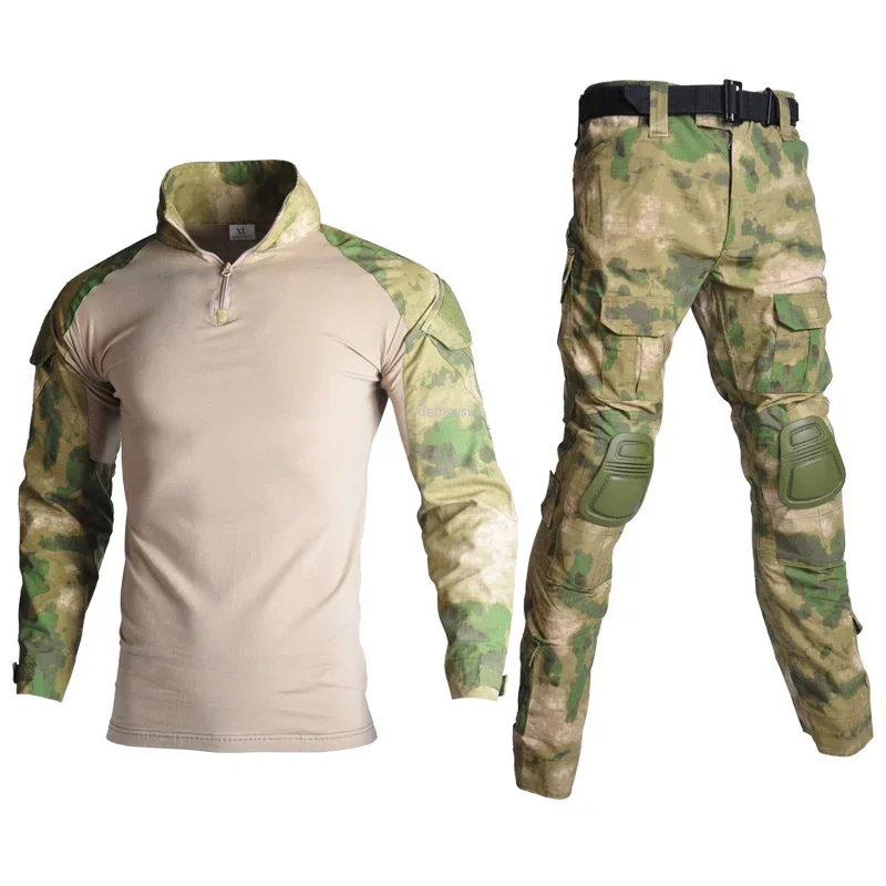 Uniforme táctico de camuflaje, camisas de caza, pantalones con coderas, rodilleras, ropa de Paintball, trajes Ghillie