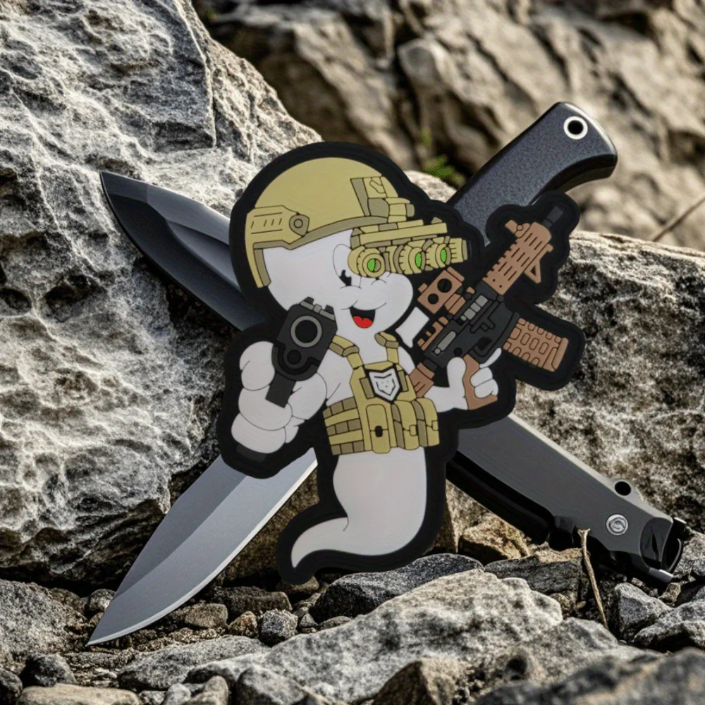 Casper con NODS parche táctico de PVC emblema de gancho y bucle insignia de moral militar brazalete Chevron ropa mochila pegatinas - imagen 5