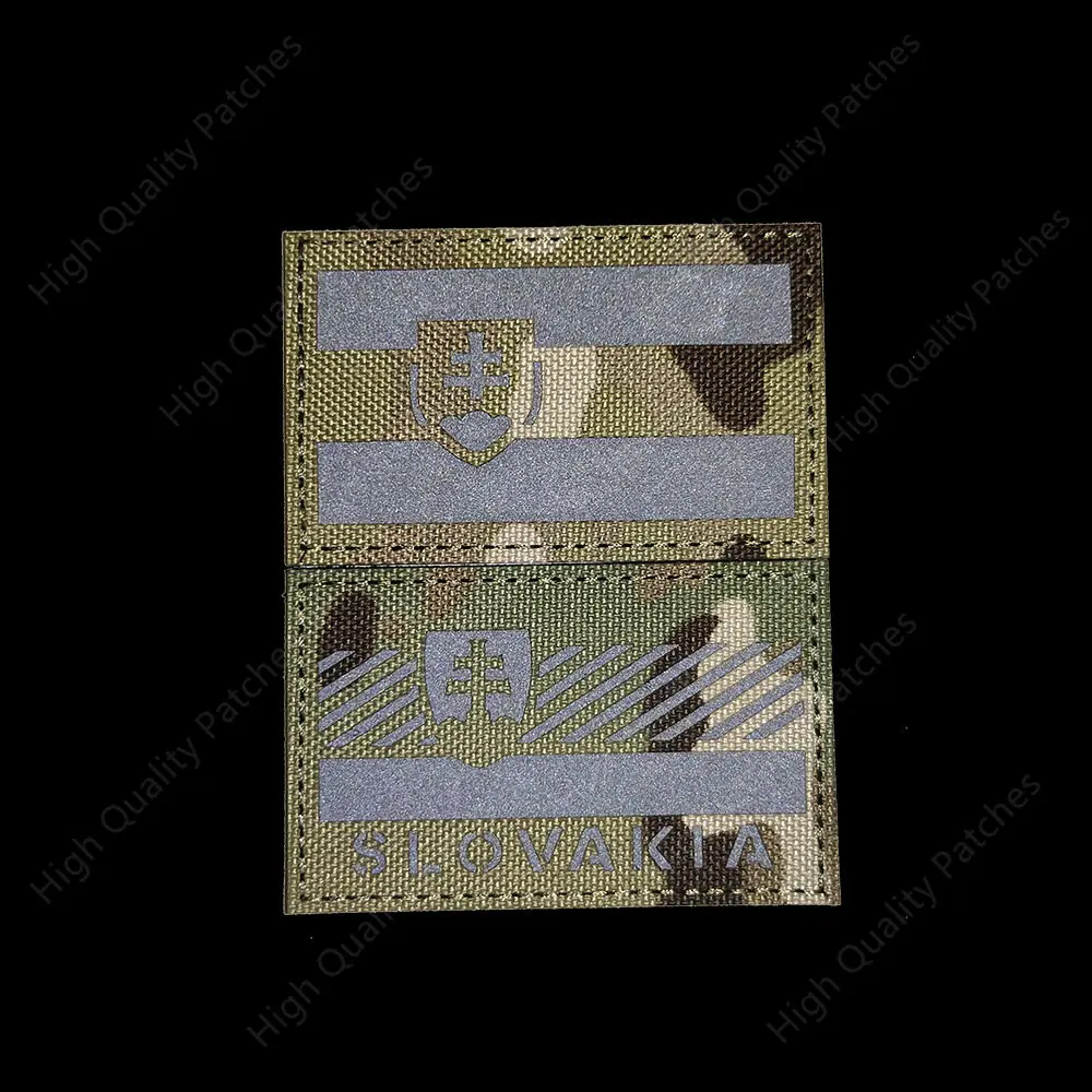 Parches mágicos bordados de la bandera de Eslovaquia, insignia reflectante infrarroja, insignias tácticas de moral, accesorios del ejército militar táctico - imagen 2