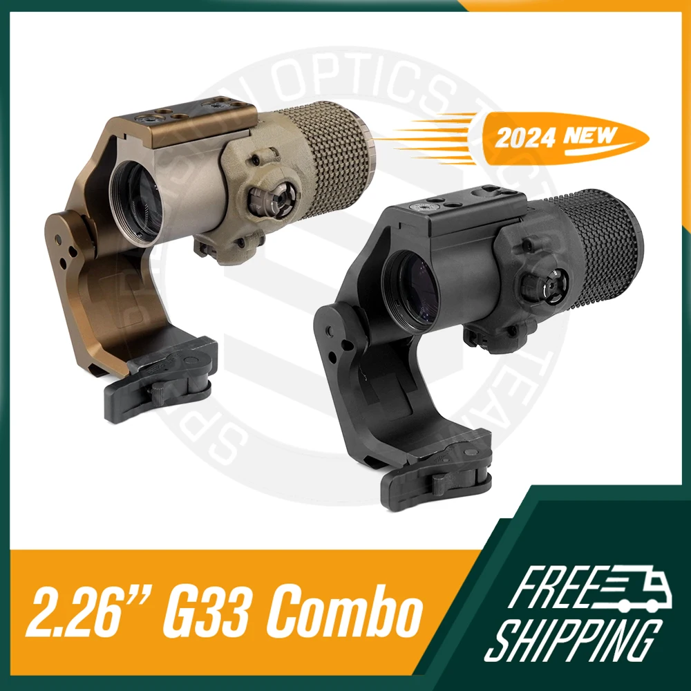 Lupa combinada G33 3X para mira telescópica con cubierta corporal HRF AMC y soporte para mira FAST FTC OMNI, altura óptica de 2,26 ", Color BK/FDE