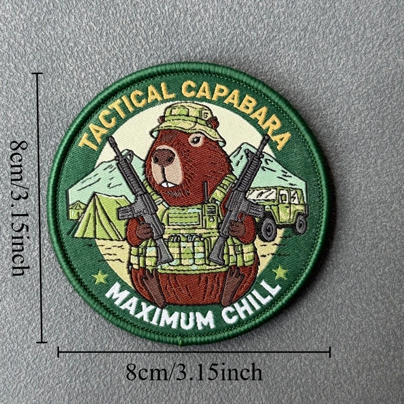 Parche táctico Capibara Maximum Chill, gancho y bucle MOLLE - imagen 3