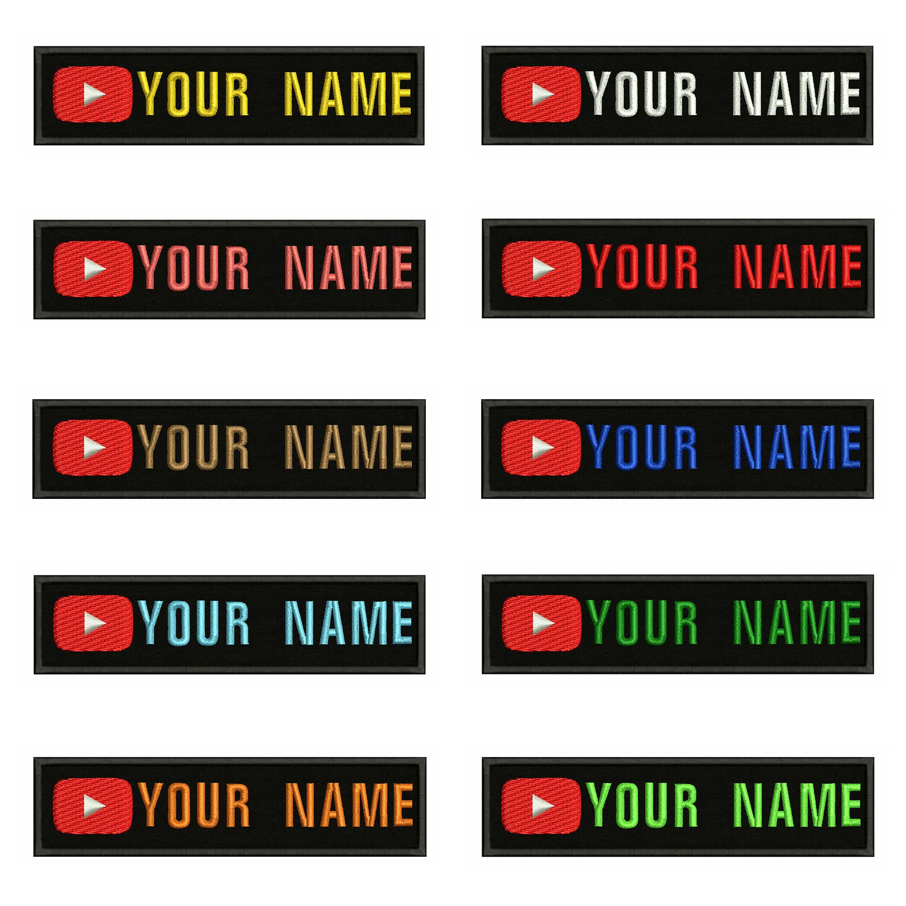 Parche de texto con nombre personalizado, logotipo de YouTube, 10x2,5 cm, insignia de rayas, parches para planchar - imagen 3