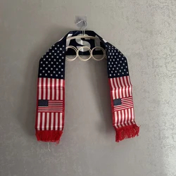 Bufanda americana satén doble cara con borlas, bandera EE. UU. eventos