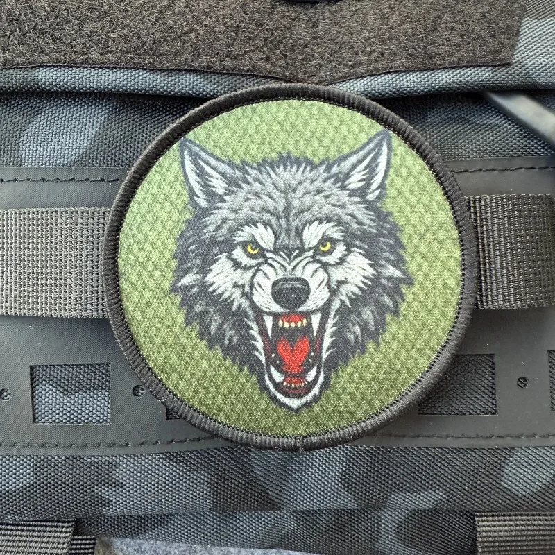 Parche de lobo militar, emblema de gancho y bucle, insignia de moral impresa, brazalete de combate, parche táctico para mochila - imagen 2