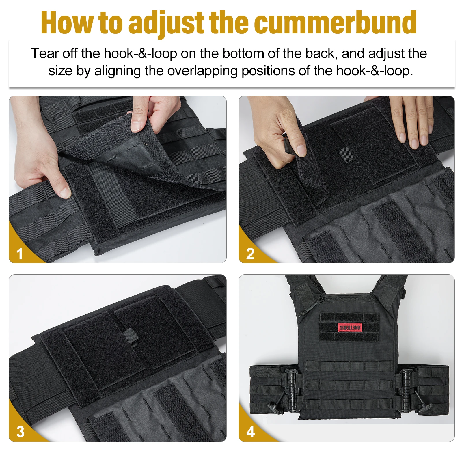 ONETIGRIS FYR chaleco táctico 500D Nylon chaleco ajustable de liberación rápida para chaleco de caza extraíble MOLLE multifunción de 32-45 pulgadas - imagen 3