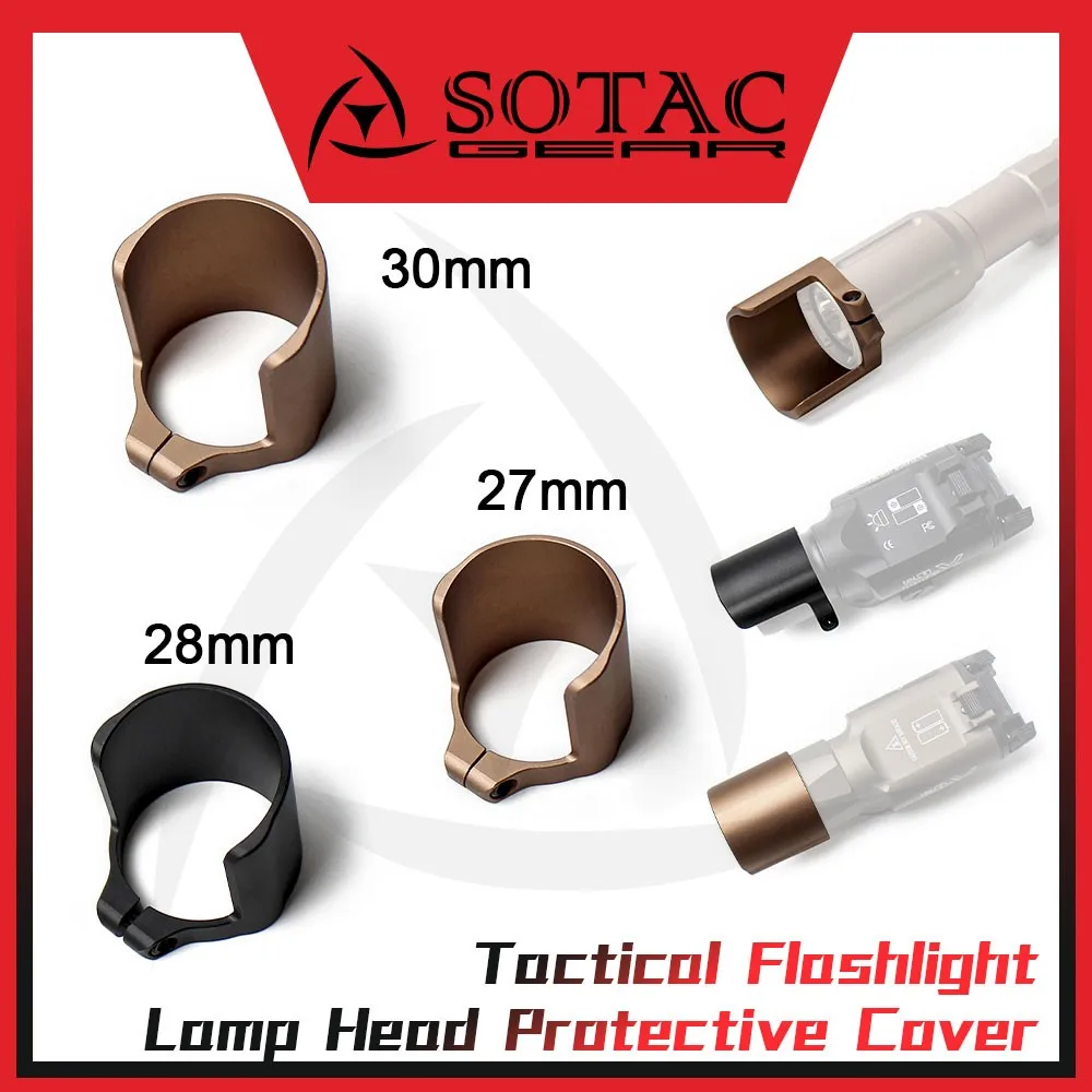 SOTAC-GEAR-cubierta protectora para linterna táctica de Metal, tapa frontal para luz de arma para M300 M600 X300 PLH-V2, Protector de luz de explorador