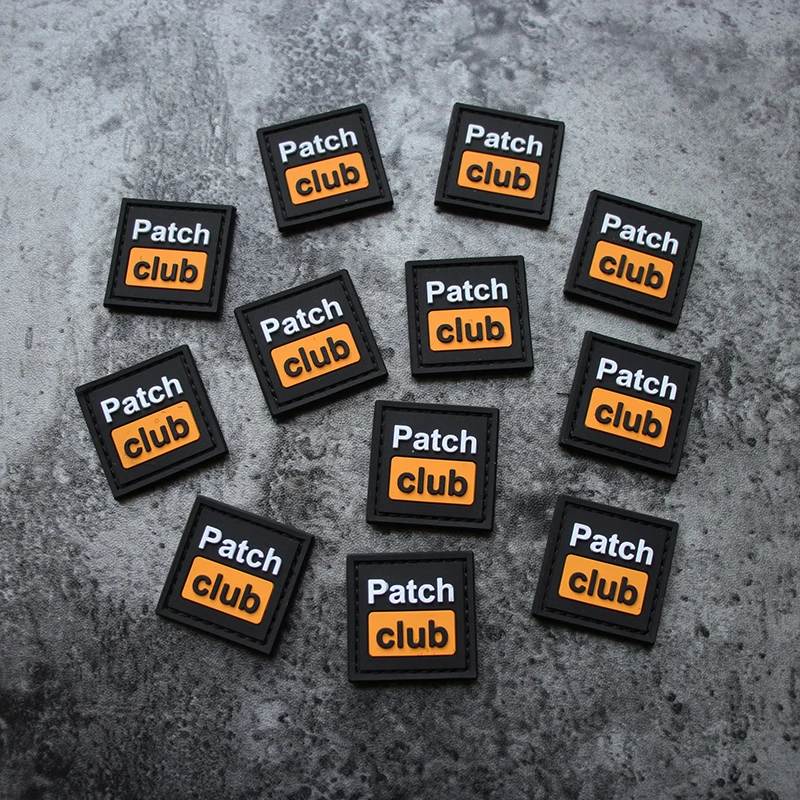 Mini cuadrado 3*3cm parche Club 3D PVC letras insignias tácticas de goma apliques de combate para ropa mochila decorar - imagen 5