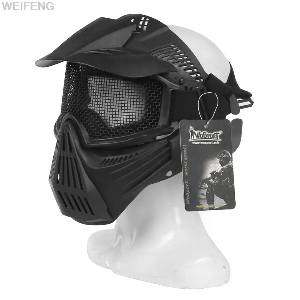 Máscaras tácticas de protección ocular de malla de acero de cara completa para Halloween, CS WarGames, caza, militar, Airsoft, máscara de tiro - imagen 2