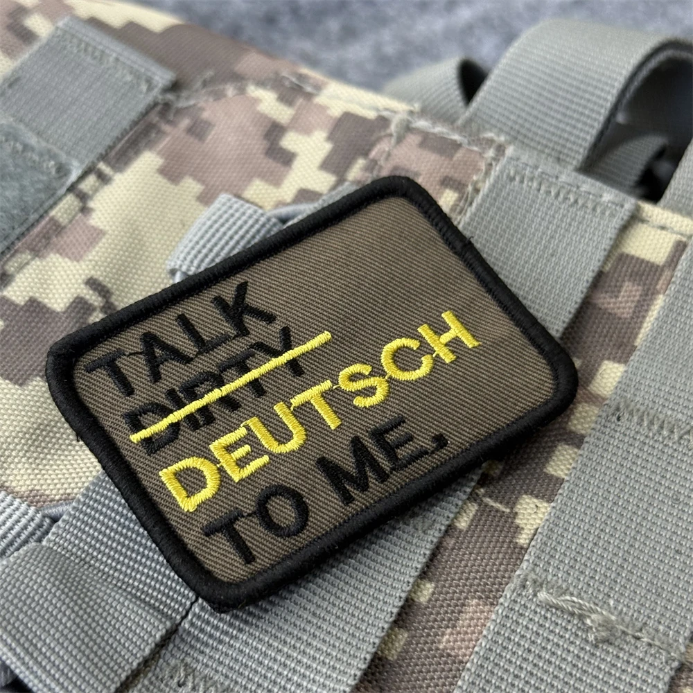 Parche Talk Dirty Deutsch to Me bordado con gancho y bucle, parches militares tácticos de moral para ropa, pegatina para mochila - imagen 4