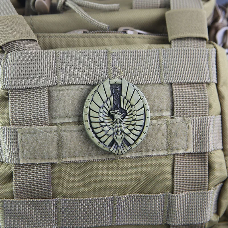 Brazalete de Metal de dragón táctico, parche antiguo de gancho y bucle de imitación de cobre, insignias de moral en mochila, sombrero, parches militares - imagen 2