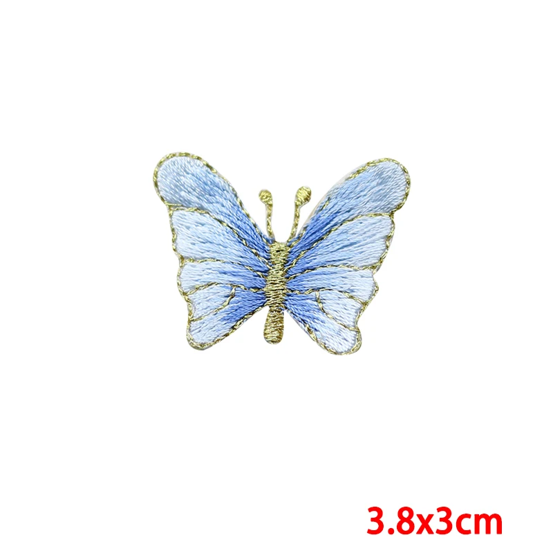 Parches de mariposa para ropa, pegatinas bonitas, parche bordado a rayas para chaqueta, insignias de dibujos animados DIY, 10 unidades por lote - imagen 4