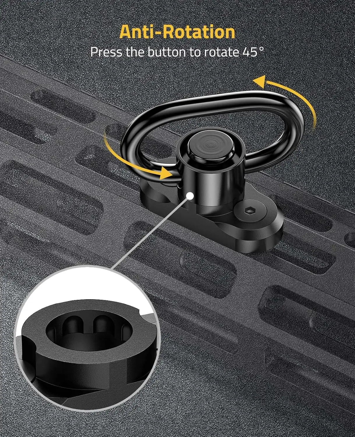 Adaptador de anclaje QD giratorio táctico para correa M-LOK 360°