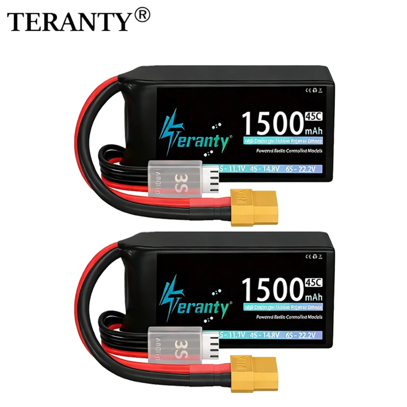 TERANTY Bateria LiPo 3S 1500mAh 11,1V 45C XT30/XT60 para RC coche
