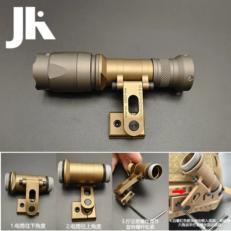 Soporte táctico M-AX SF para casco, soporte giratorio SS MAX para casco M-AX CAG, luz de explorador, Base para linterna SUREFIR M300 M600 - imagen 5