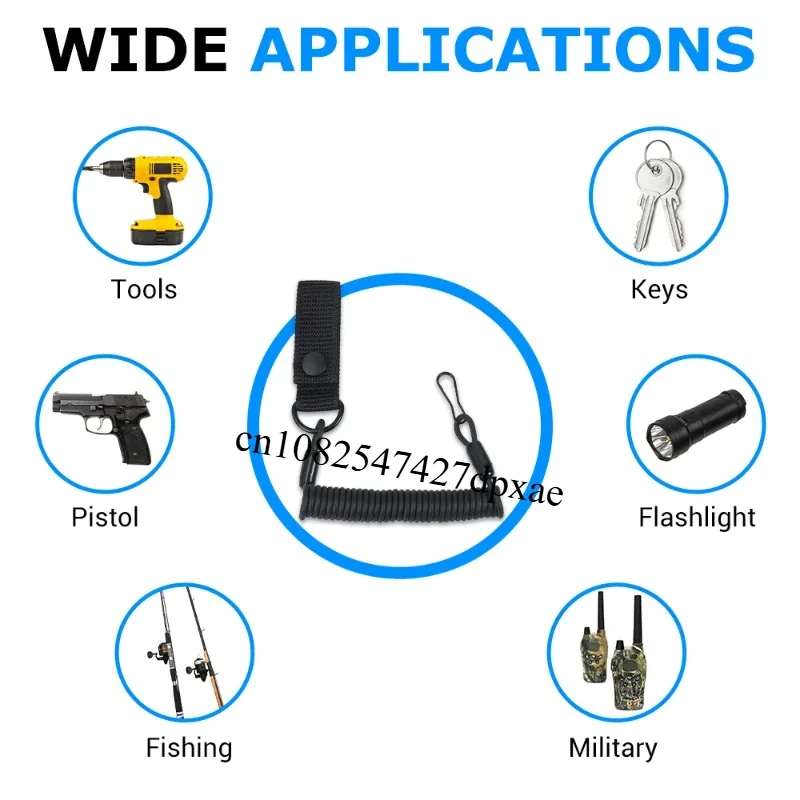 Cordón de pistola antipérdida Molle, cuerda de alambre de acero de alta elasticidad para pistola, cable de seguridad de resorte para caza al aire libre, accesorios para cinturón de arma - imagen 5