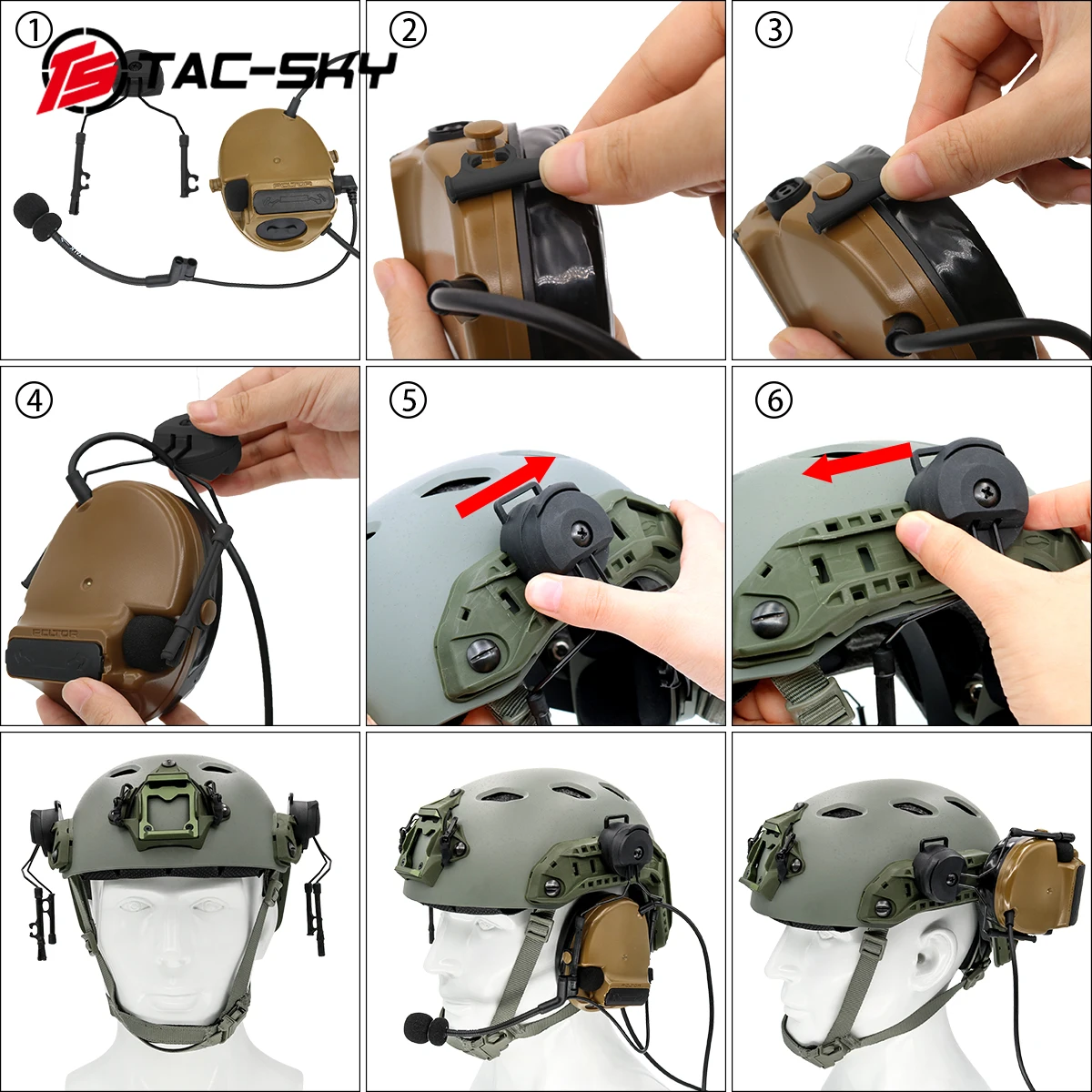 TS TAC-SKY casco táctico ARC Track adaptador COMTA soporte para COMTA II III XPI V auriculares tácticos - imagen 3