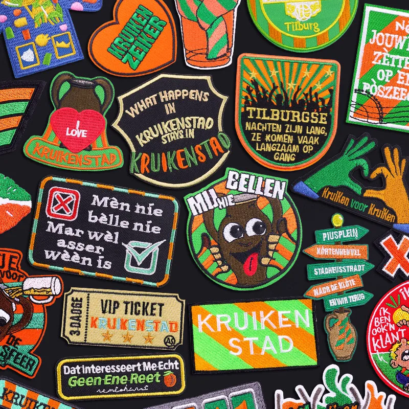 Parches bordados con emblema de Kruikenstad, parches para planchar para ropa DIY, parche de carnaval de Países Bajos, insignias decorativas de costura/hierro
