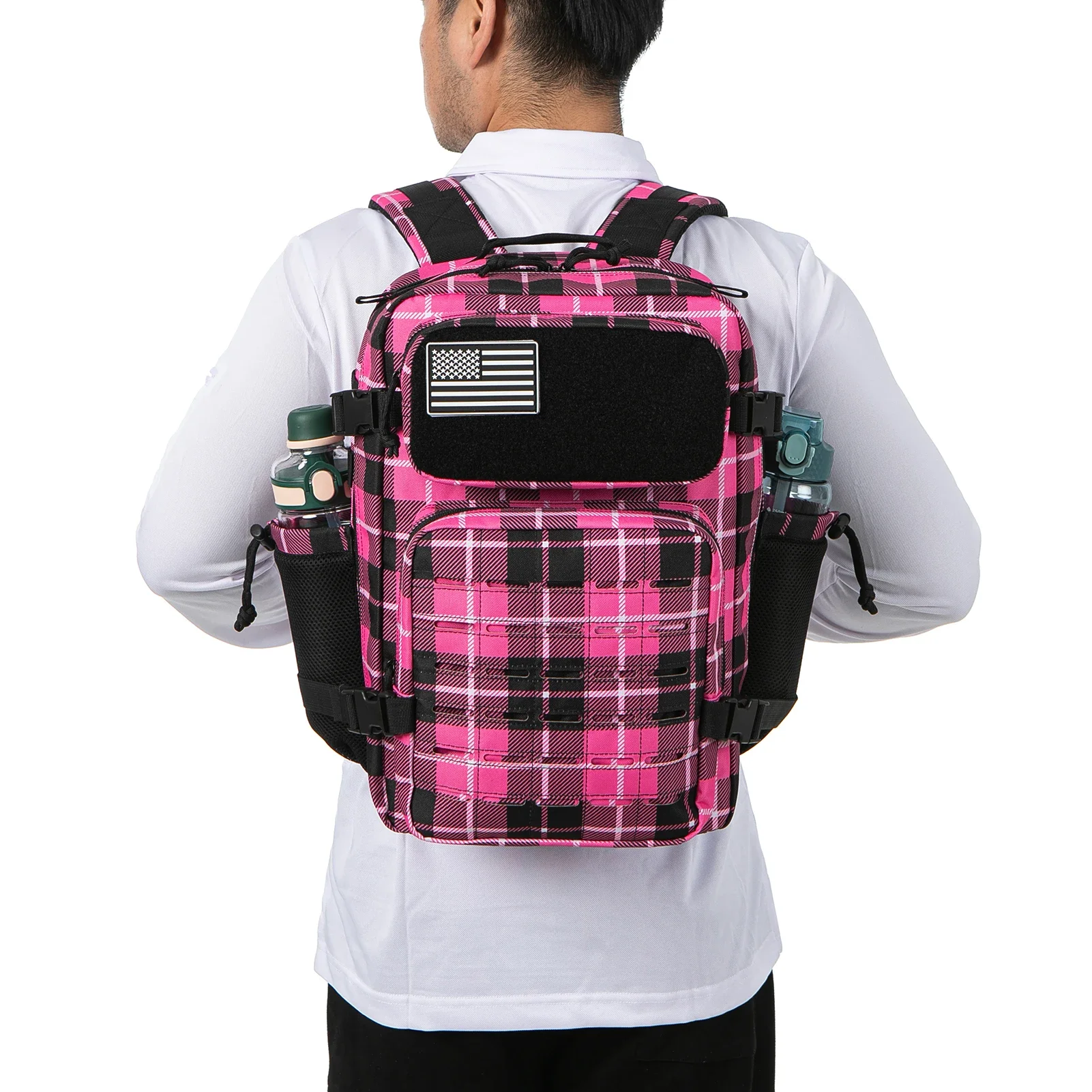 Mochila de 25L/45L para mujer/hombre para exteriores táctico, senderismo, mochila Molle con corte láser, mochila escolar, mochila de gimnasio con portavasos doble - imagen 4