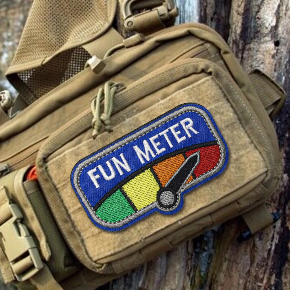 FUN METER Meme Tactical Velcros Patch Hook&Loop Fastener Military Embroidered Patches Morale Badge for Molle Backpack - imagen 2