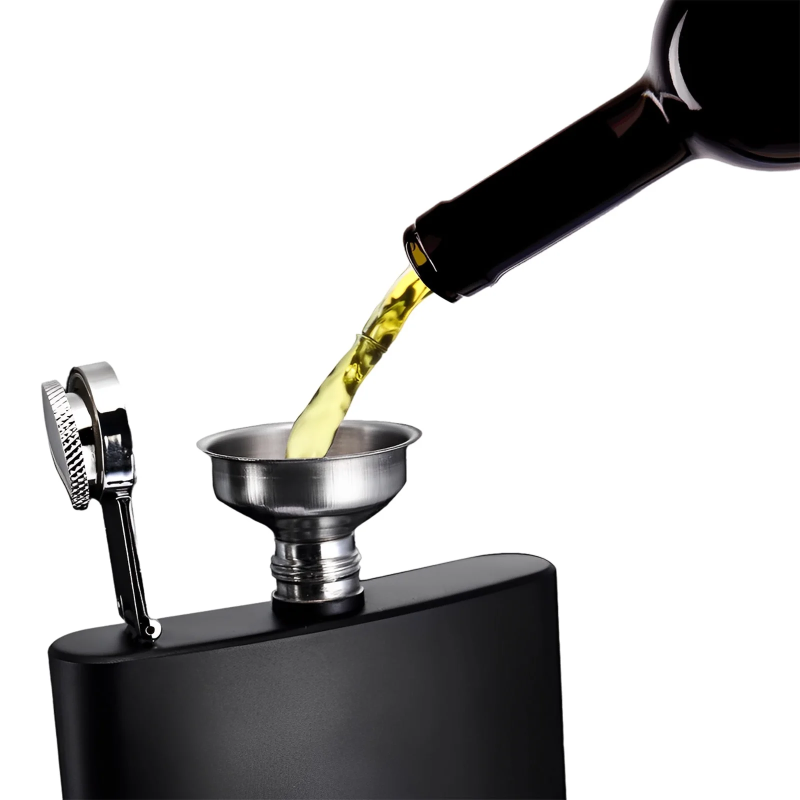 Frasco de bolsillo de acero inoxidable 304 para hombre, frasco de 8 Oz, personalizado, grabado con láser, negro mate, tapa a prueba de fugas - imagen 5