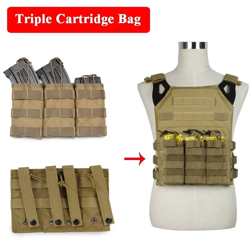 Bolsa para revistas Triple 1000D, tapa abierta táctica M4 AK AR 5,56 Molle Airsoft, cartuchos rápidos, porta cartuchos con Clip, paquete de soporte para munición - imagen 2