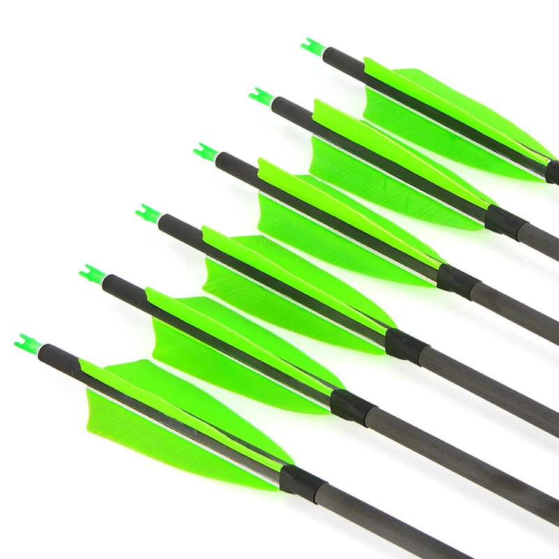 Flecha de carbono de tiro con arco, Spine400 con pluma de pavo reemplazable de 4 pulgadas, punta de flecha de grano 100 para accesorios de caza y Tiro, 35 ", 6/12 piezas - imagen 5