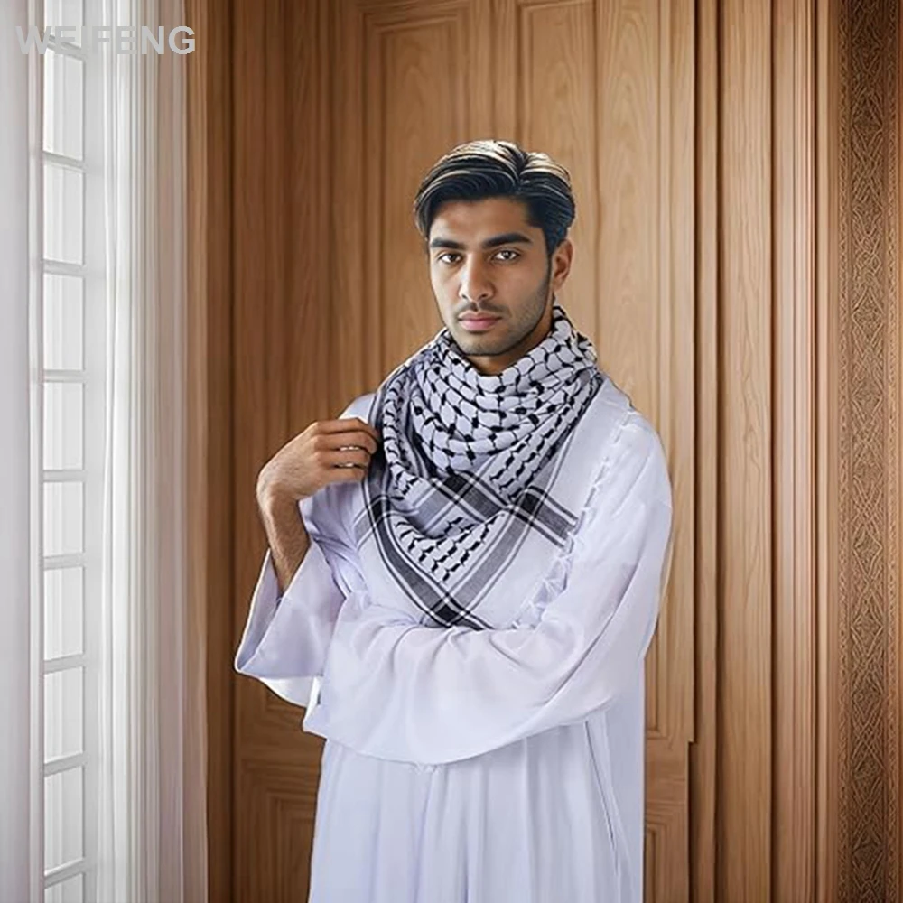 Bufanda de caza al aire libre árabe Shemagh táctico desierto Keffiyeh pañuelo para la cabeza turbante árabe sombreros para el cuello envoltura árabe con borla - imagen 4