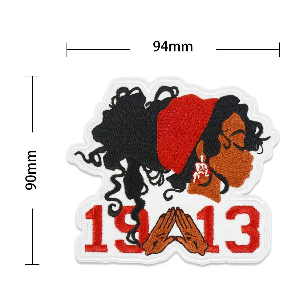1913 chica con pelo rizado bordado hierro en parches para ropa Punk DIY apliques personalizados insignias chaqueta señora Logo - imagen 2