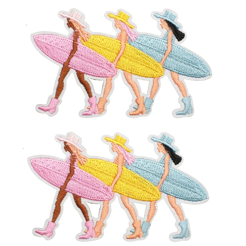 Parches bordados con tema rosa de dibujos animados para niñas, insignias bordadas con forma de cangrejo, tortuga y delfines, parches para planchar para sombreros, chaquetas, bricolaje - imagen 4