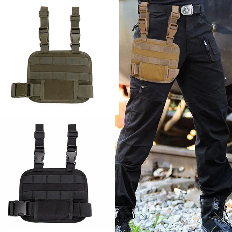 Funda táctica para pistola Molle, plataforma para revistas, Panel de aparejo para muslo, accesorios de caza - imagen 3