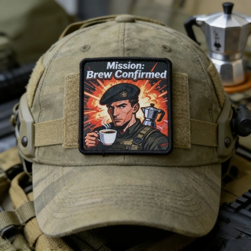 Parche táctico velcro soldado de café divertido, gancho y bucle - imagen 5