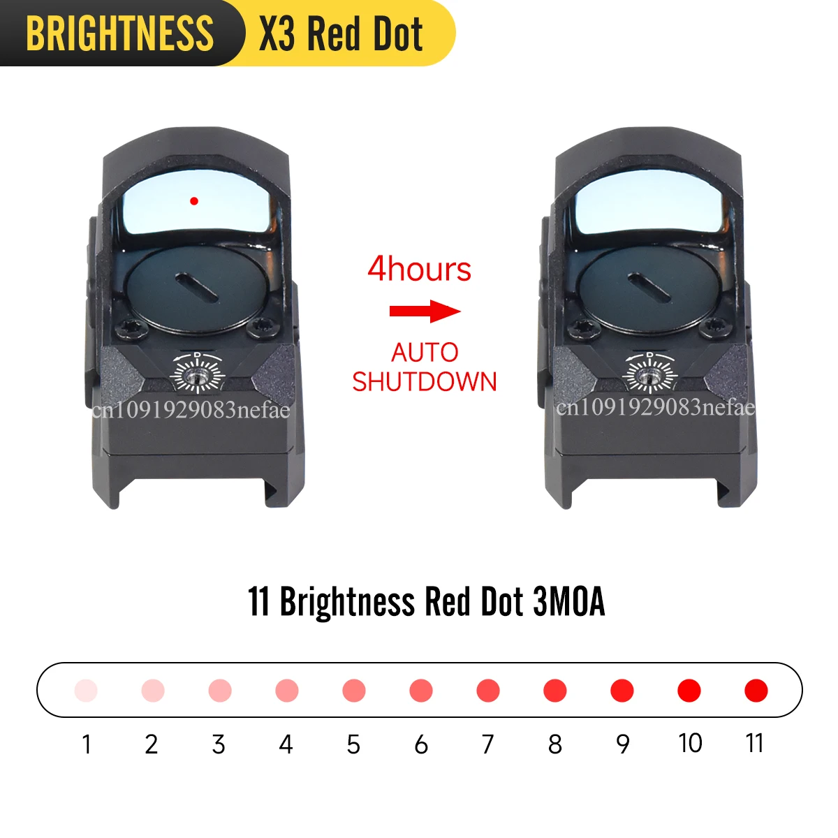 Óptica táctica X3 PRO 3 MOA, punto rojo compacto, mira, agitar despierto, impermeable, a prueba de golpes, parallax, ajuste libre, soporte de Base para pistola y Rifle - imagen 4